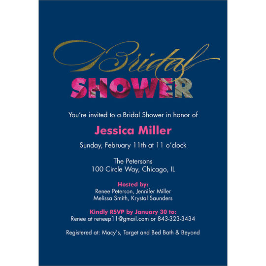 Navy Floral Bridal Shower Invitations